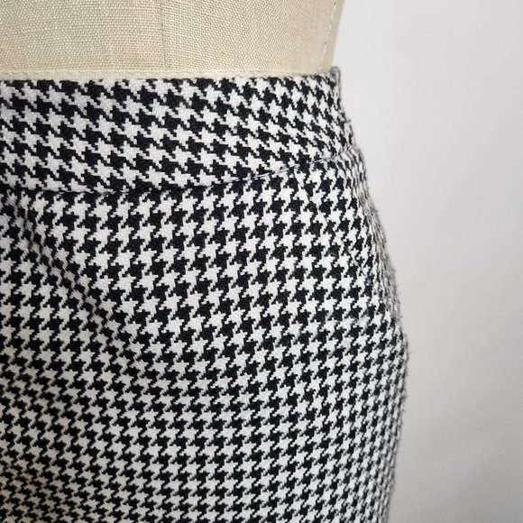 Petite Sophisticate Pencil Skirt 4P Pockets Houndstooth Check Woven Lined - Picture 6 of 9